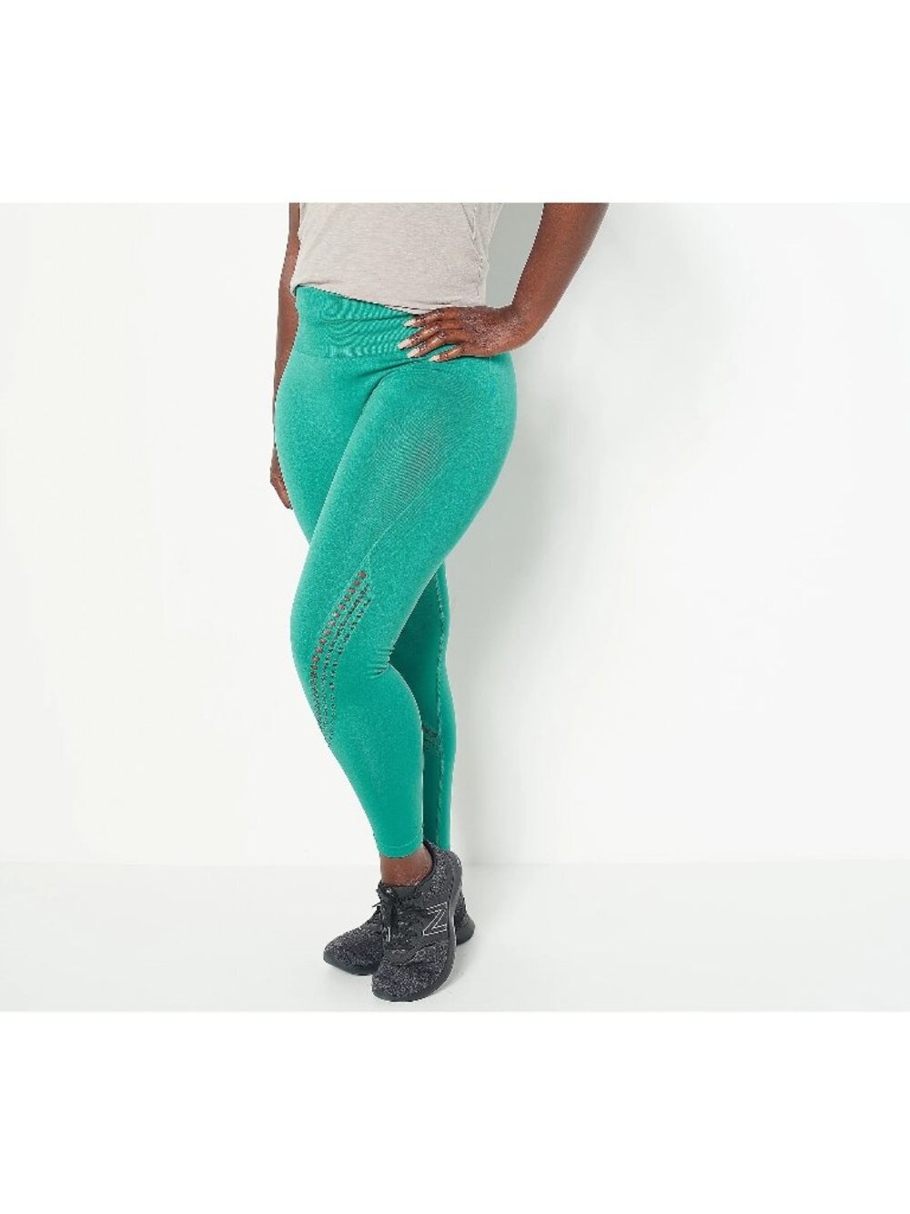 Zuda Leggings Size 4X 5X Regular Seamless Ribbed Waistband Alpine Green Yoga NEW